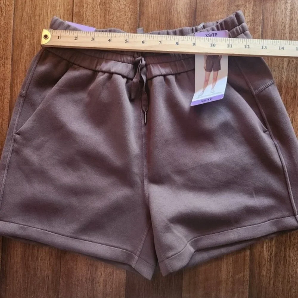 Buffalo David‎ Bitton Women's XS TP Taupe Fleece Sweat Shorts Drawstring Pockets
